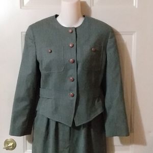 Wool Military Inspired Skirt Suit Vintage Electic grandpa Ilgwu USA Made